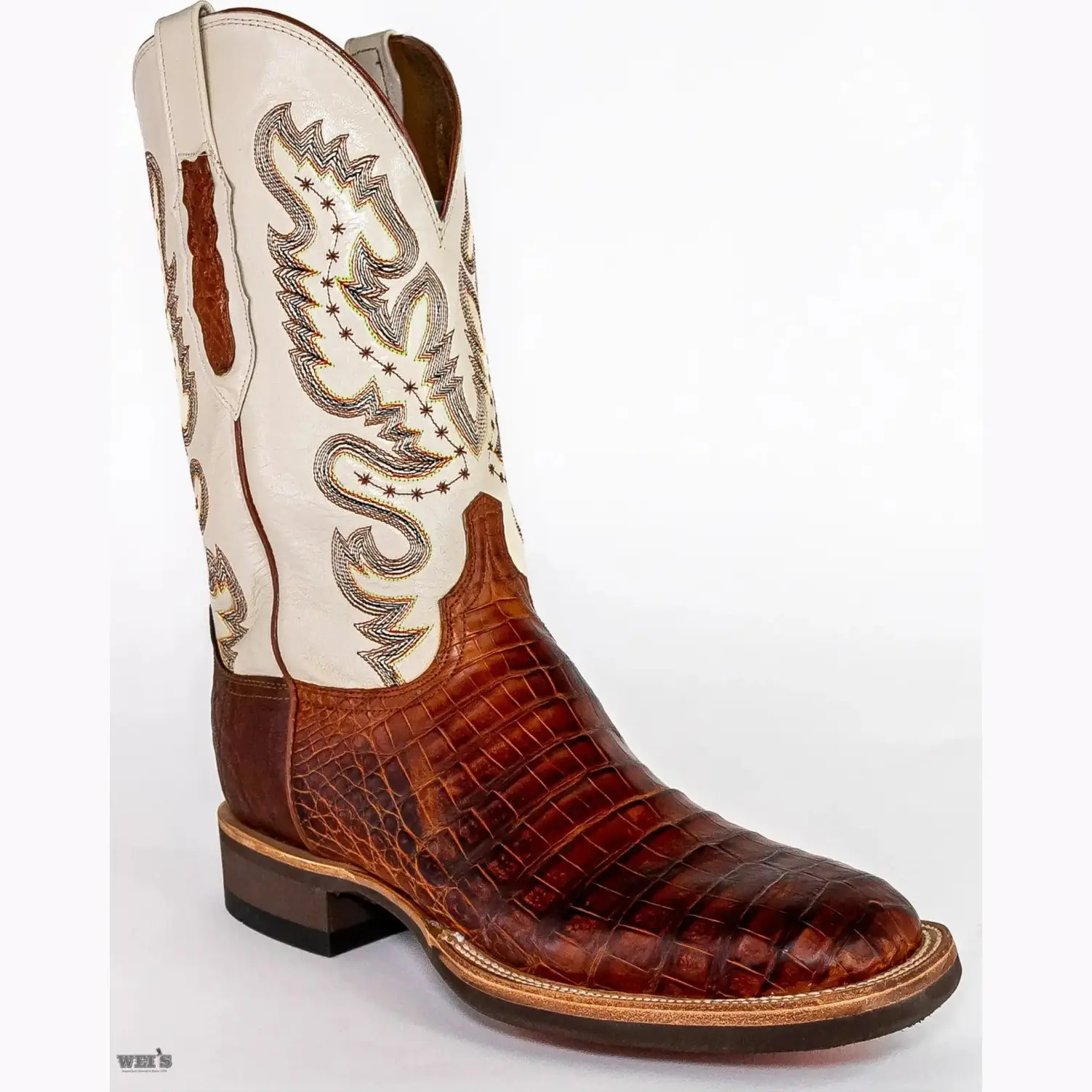 Lucchese 1883 Men's Exotic Cowboy Boots 14" Caiman Ox Wide Square Toe