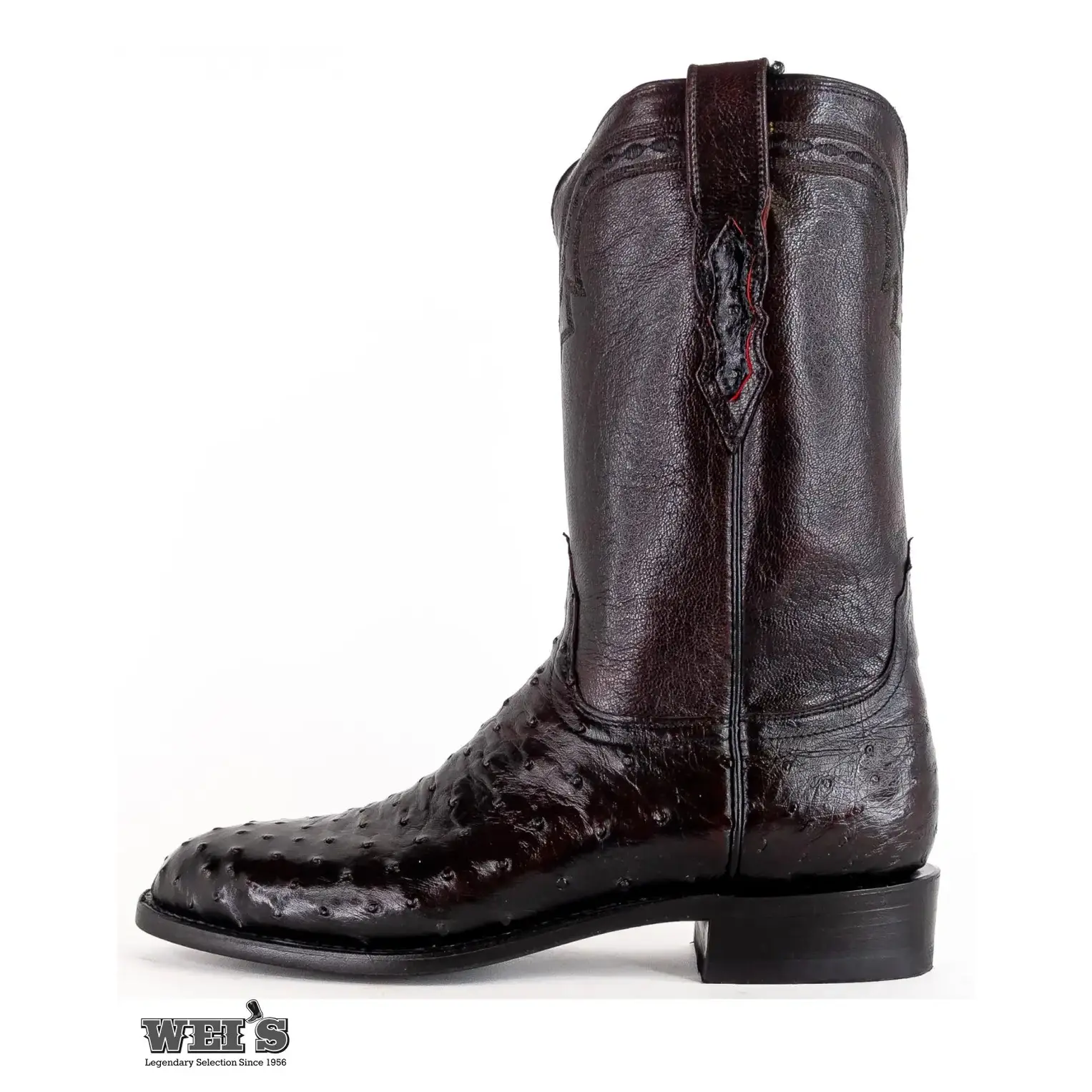 Lucchese 2000 Exotic Full-Quill Ostrich Roper Boot Men's Black Cherry -CLEARANCE - Image 4
