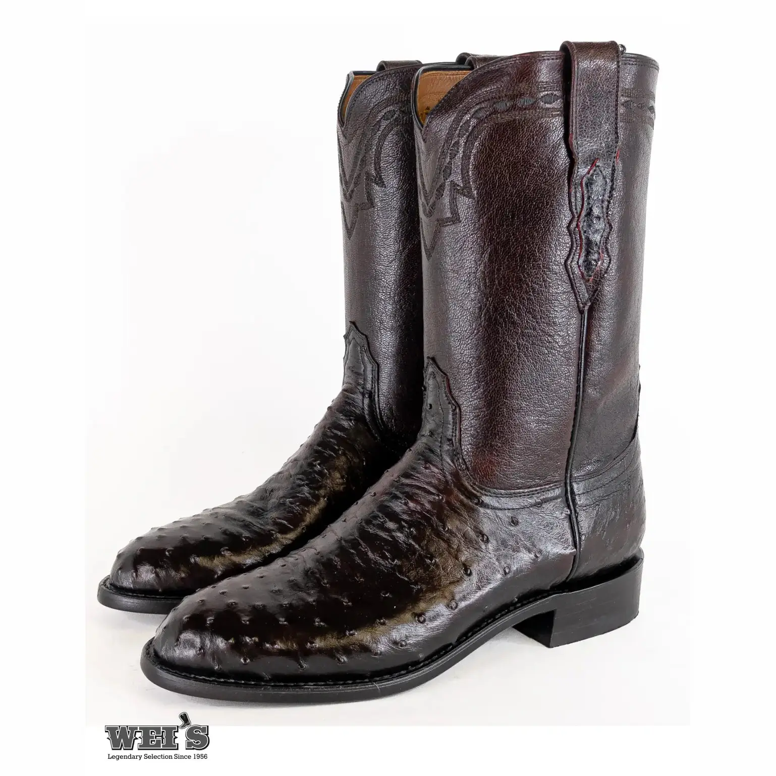 Lucchese 2000 Exotic Full-Quill Ostrich Roper Boot Men's Black Cherry -CLEARANCE - Image 5