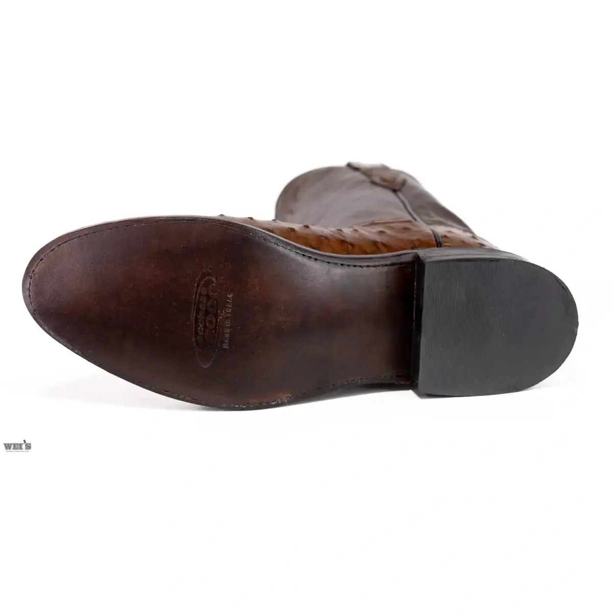 Lucchese 2000 Men's Roper Style Cowboy Boots 12" Exotic Ostrich/Goat Roper Toe -CLEARANCE - Image 6