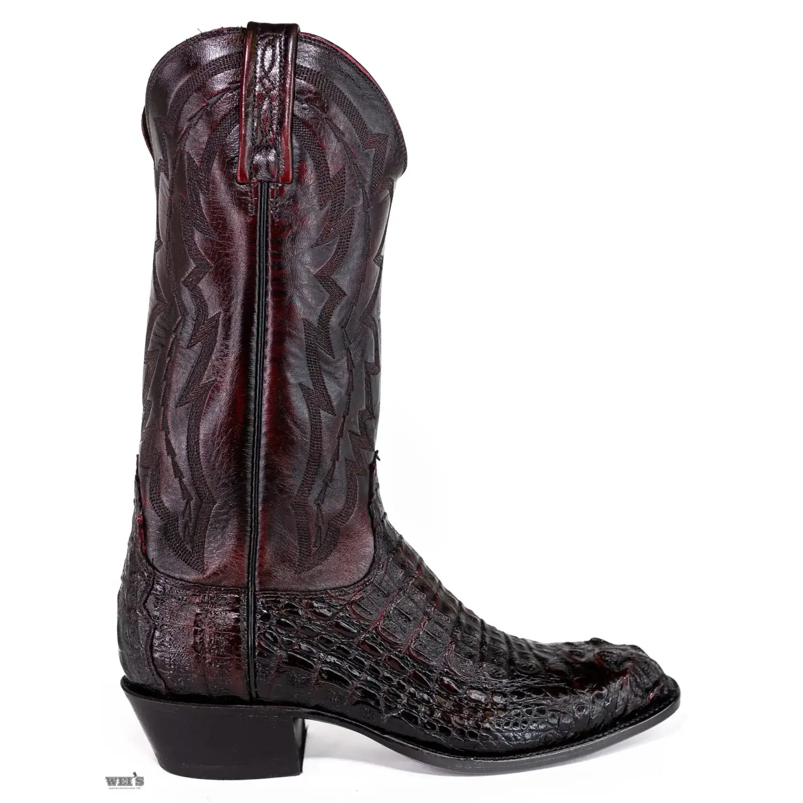 Lucchese 2000 Men's Cowboy Boots 13" Exotic Caiman/Deer - Image 2