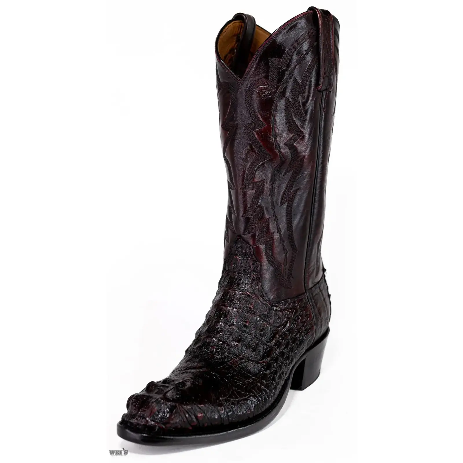 Lucchese 2000 Men's Cowboy Boots 13" Exotic Caiman/Deer - Image 3