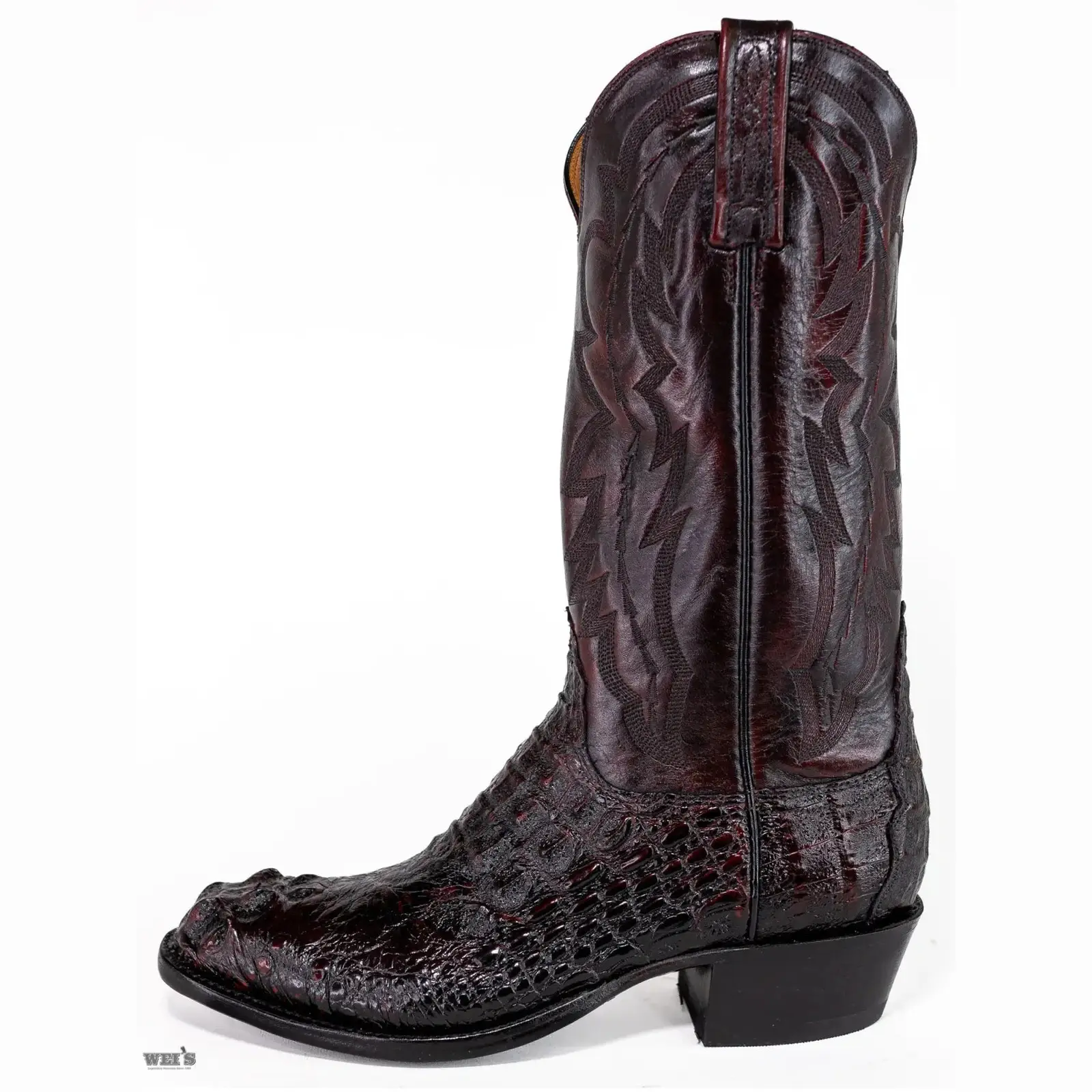 Lucchese 2000 Men's Cowboy Boots 13" Exotic Caiman/Deer - Image 4