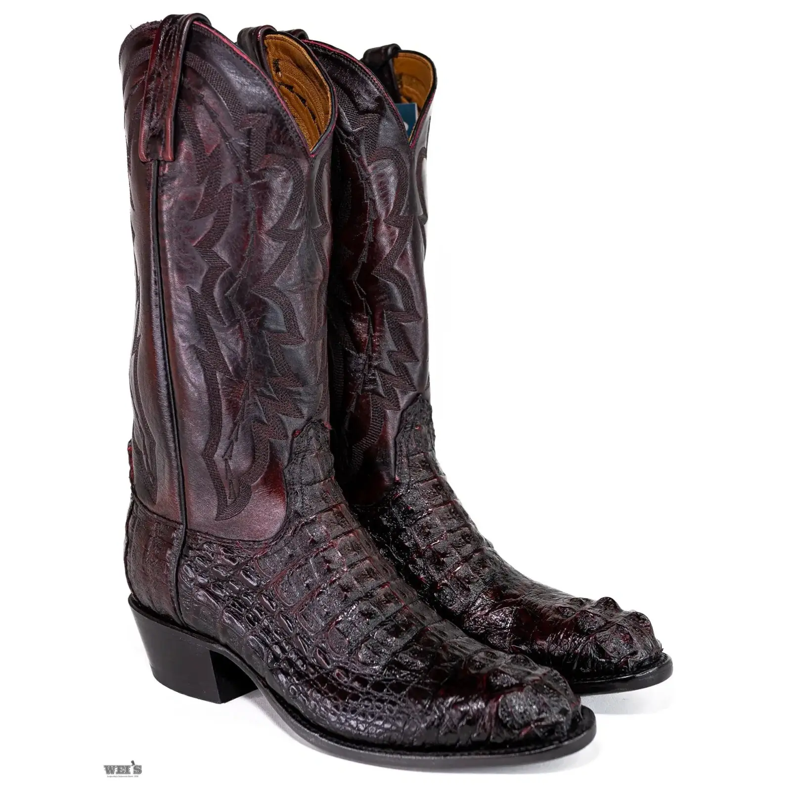 Lucchese 2000 Men's Cowboy Boots 13" Exotic Caiman/Deer - Image 5