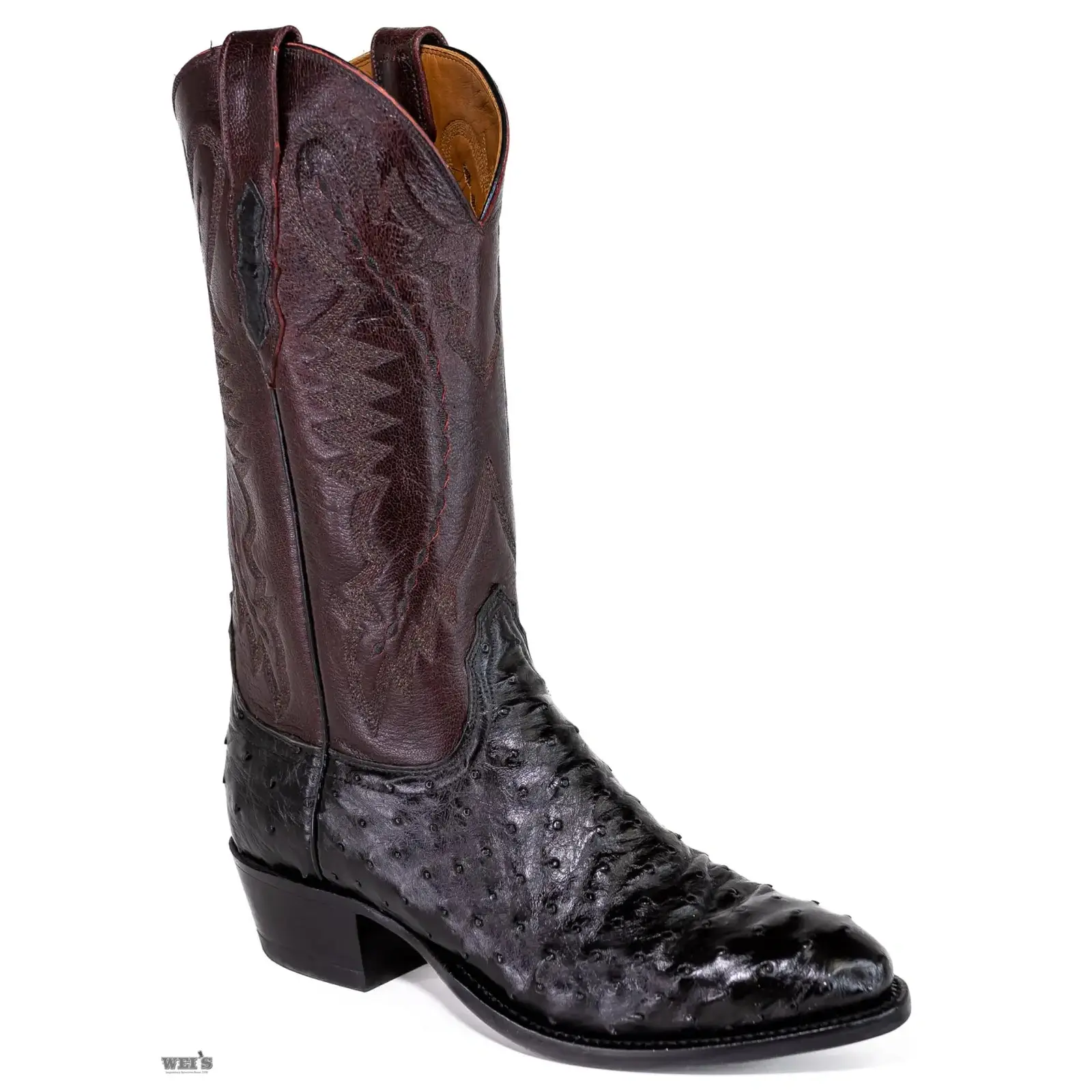 Lucchese 2000 Men's Cowboy Boots 13" Exotic Ostrich Black/Brown