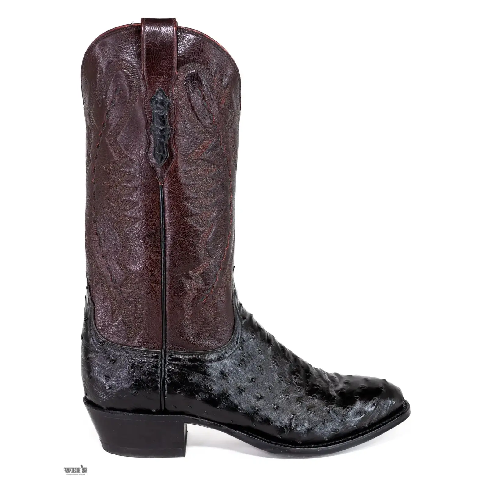 Lucchese 2000 Men's Cowboy Boots 13" Exotic Ostrich Black/Brown - Image 2