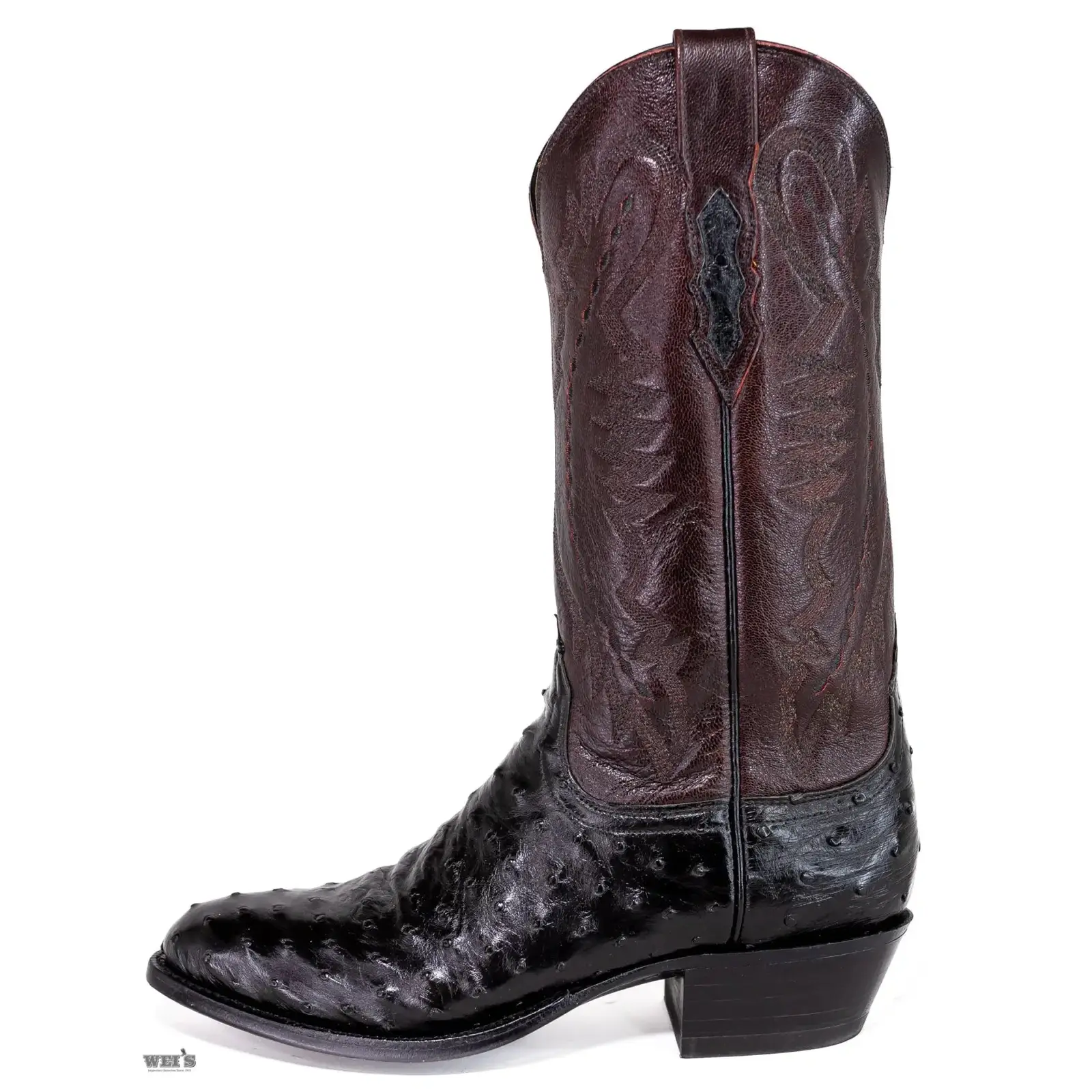 Lucchese 2000 Men's Cowboy Boots 13" Exotic Ostrich Black/Brown - Image 4
