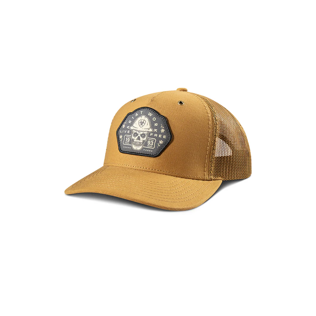 M&F Ariat Skull Patch 5 Panel Tan Cap