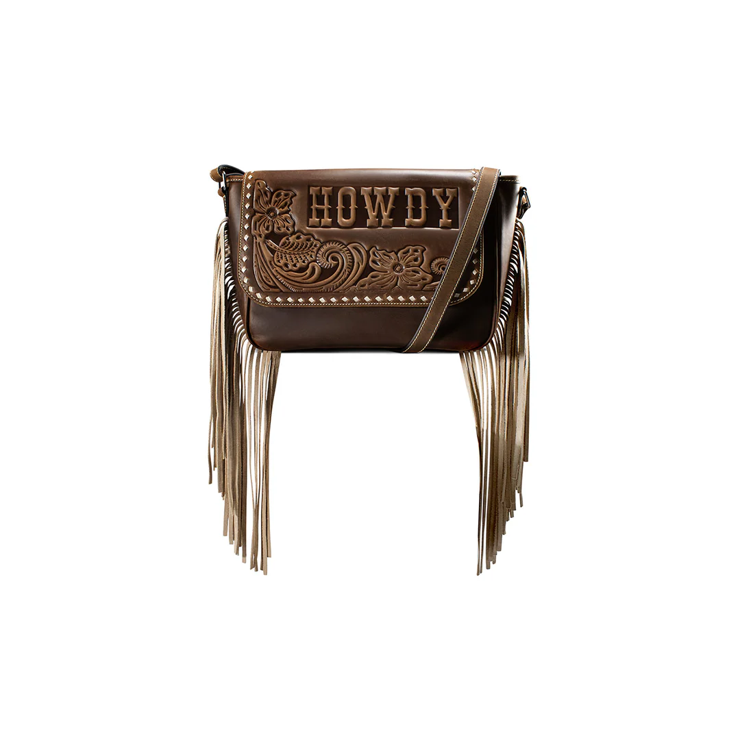 M&F Ariat Women's Embossed Margo Howdy Crossbody Purse w/ Fringe