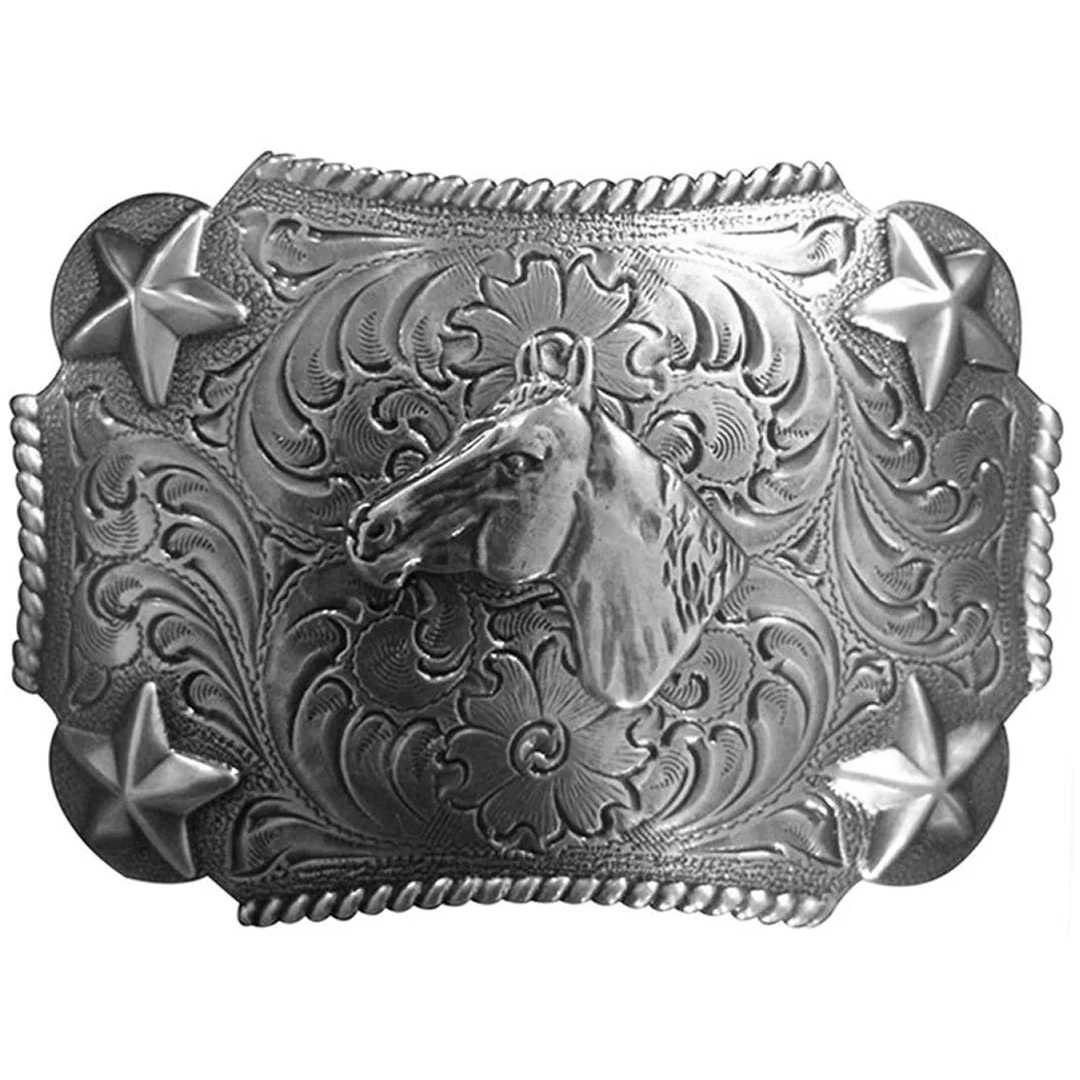 M&F Western Products Youth Horse Star Rectangle Belt Buckle