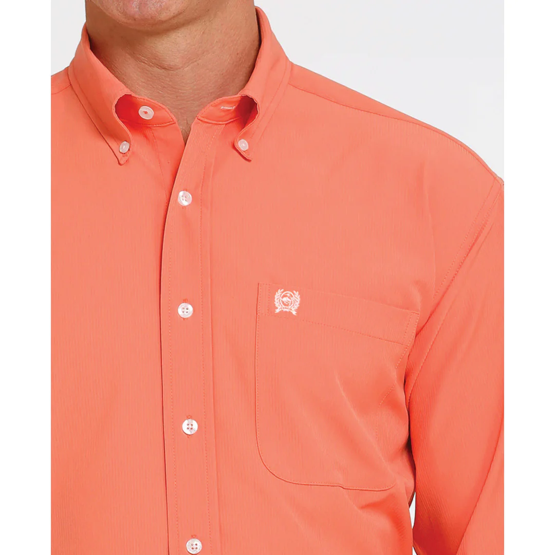 Cinch Men's Shirt Arenaflex Long Sleeve Button Down Coral Clearance - Image 2