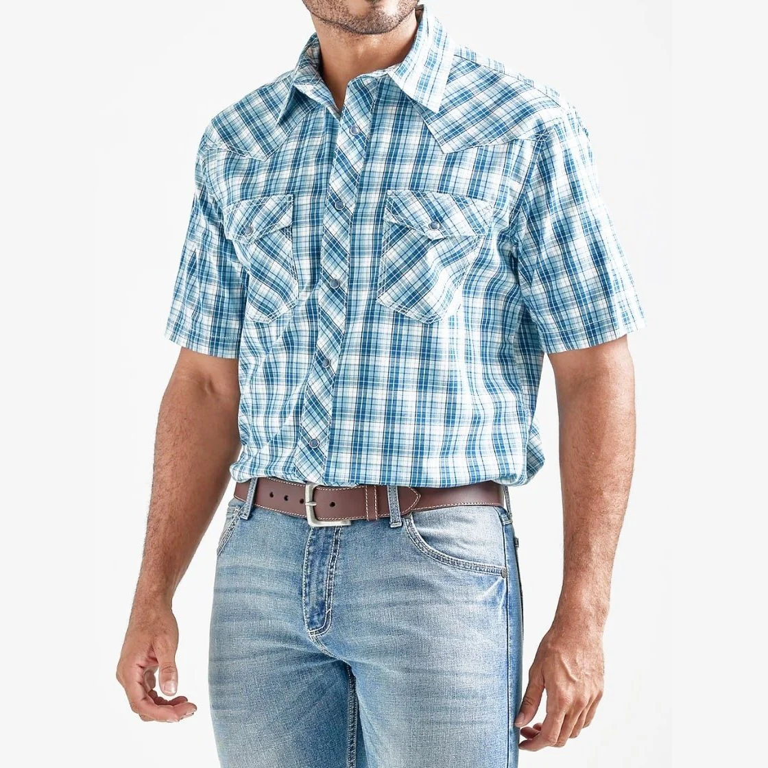 Wrangler Men’s Shirt Western 20X Advanced Comfort Short Sleeve Snaps
