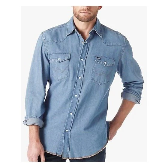 Wrangler Men’s Shirt Western Cowboy Cut Long Sleeve Snaps