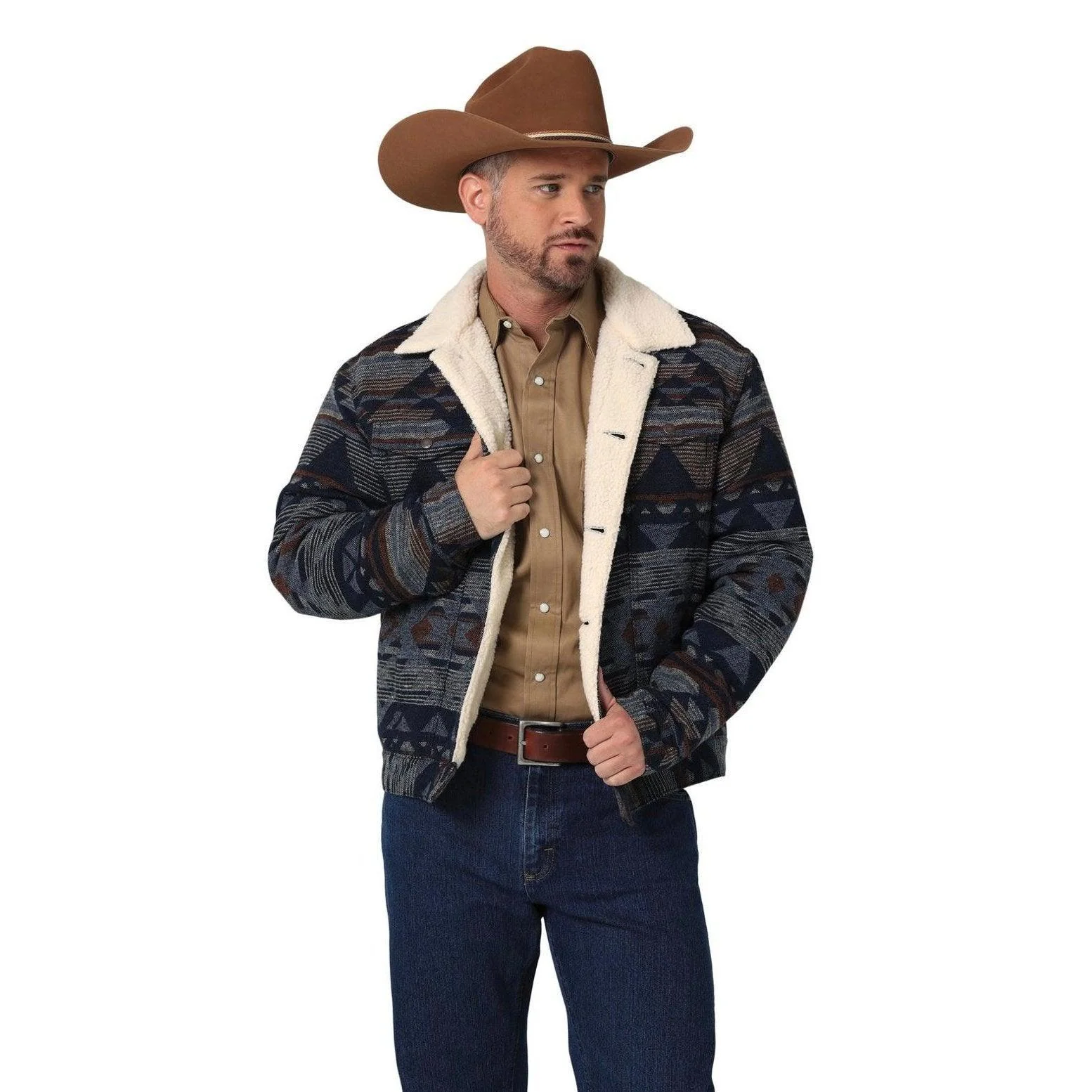 Wrangler Men's Sherpa Lined Jacquard Print Jacket