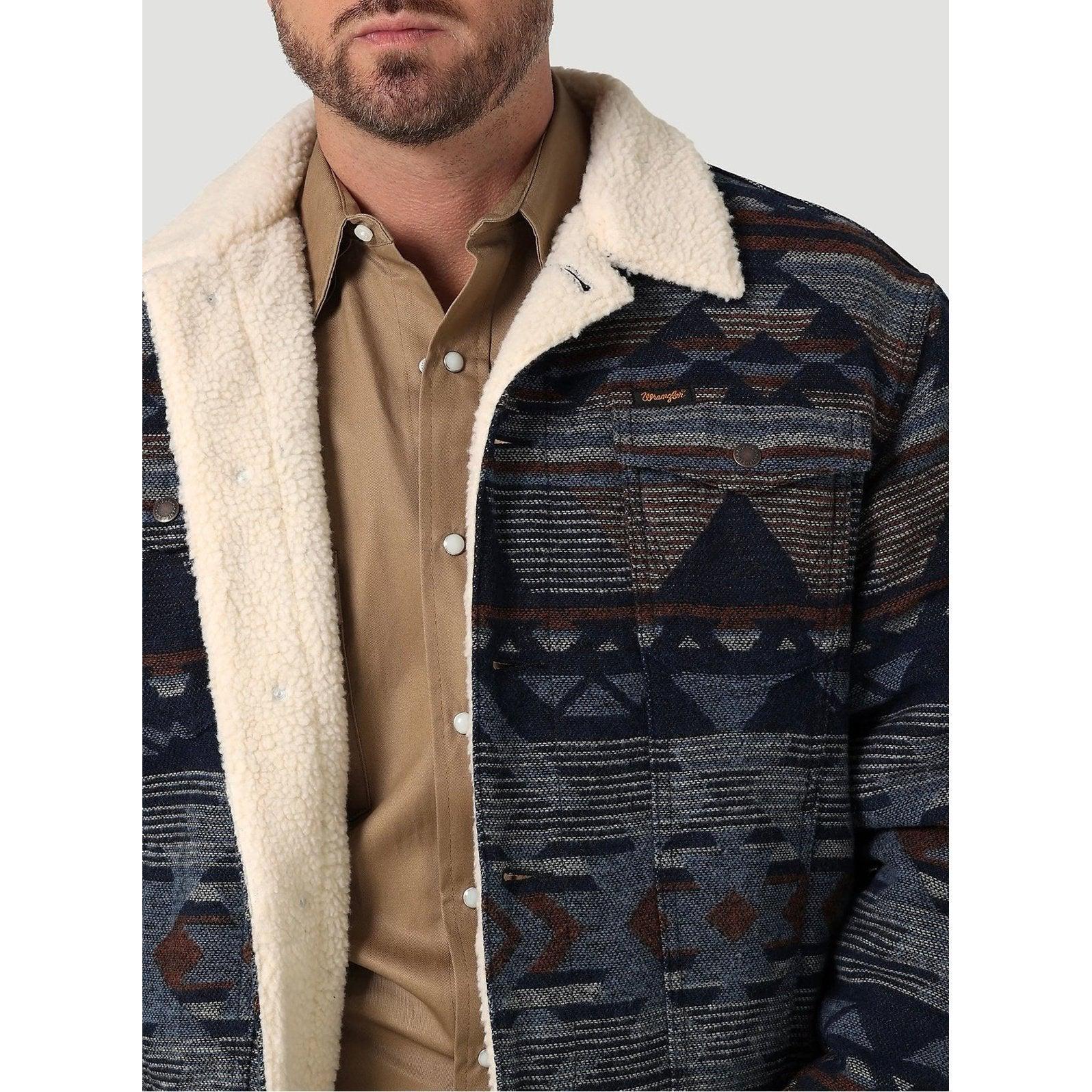 Wrangler Men's Sherpa Lined Jacquard Print Jacket - Image 3