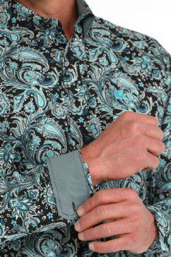 Cinch Men's Paisley Print Button-Down Western Shirt - Black - Image 2