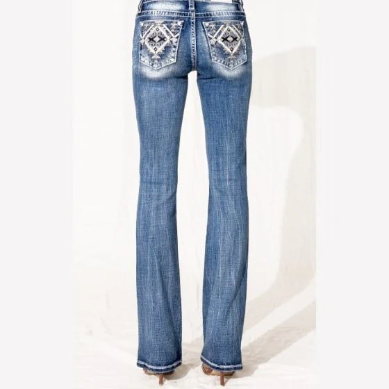 Miss Me Women’s Jeans Aztec Dimension Mid-Rise Bootcut Jean