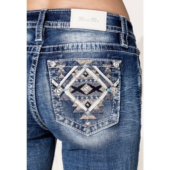 Miss Me Women’s Jeans Aztec Dimension Mid-Rise Bootcut Jean - Image 4