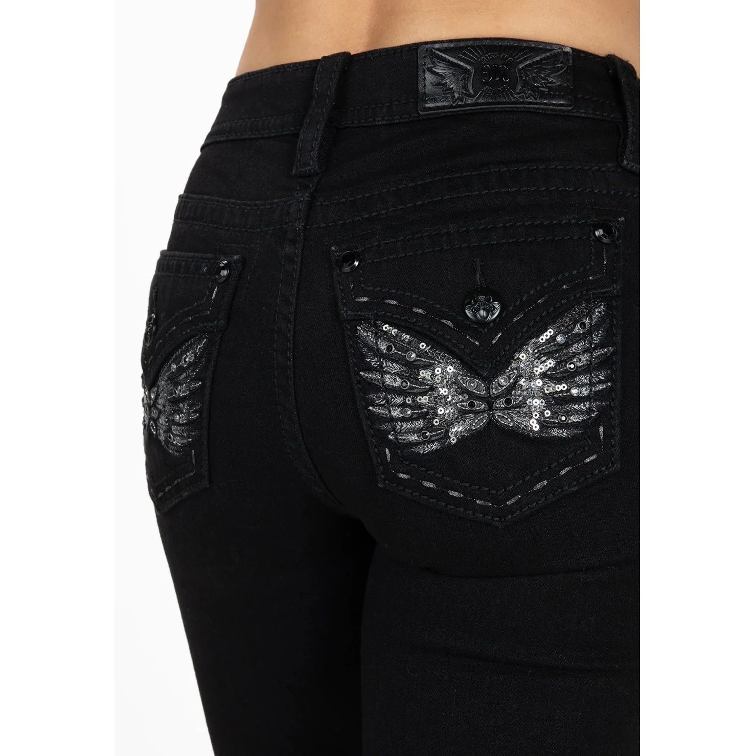 Miss Me Women’s Black Metallic Wings Bootcut Jean-CLEARANCE - Image 3