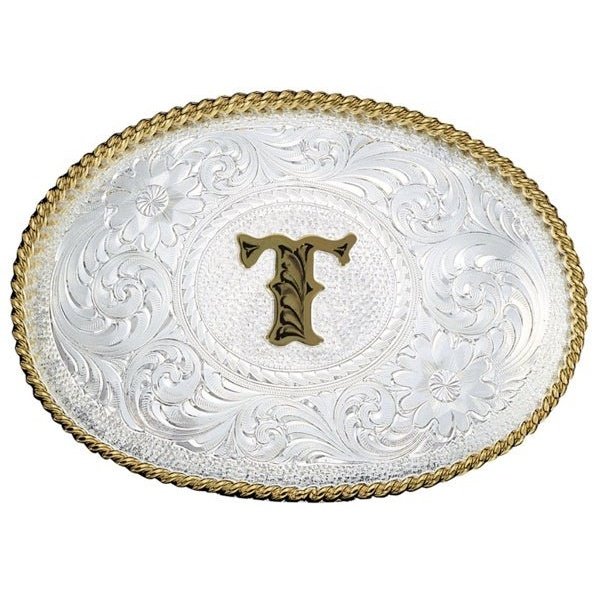 Montana Silversmiths Silver Engraved Initial T Buckle