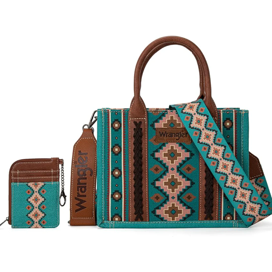 Montana West Aztec Small Tote/Crossbody and Card Case Set 2Pc