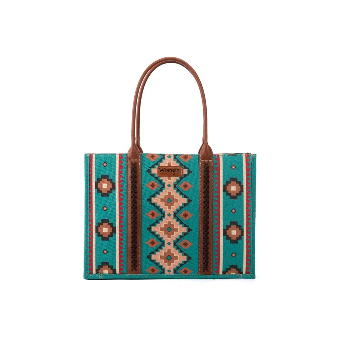 Montana West Women's Large Aztec Print Tote Bag Angel Diamond Teal Blue