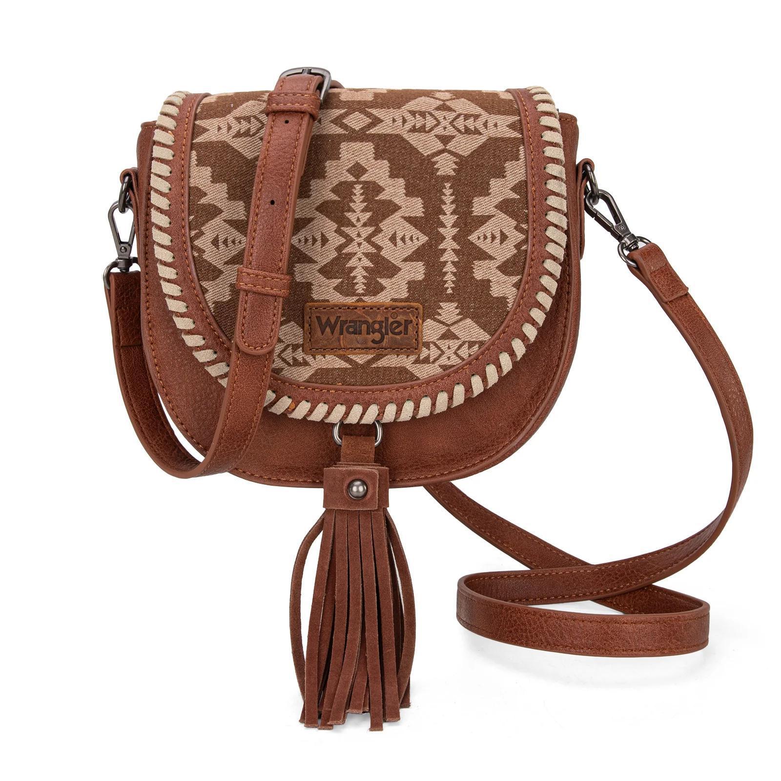 Montana West Wrangler Southwestern Print Saddle Bag - Brown
