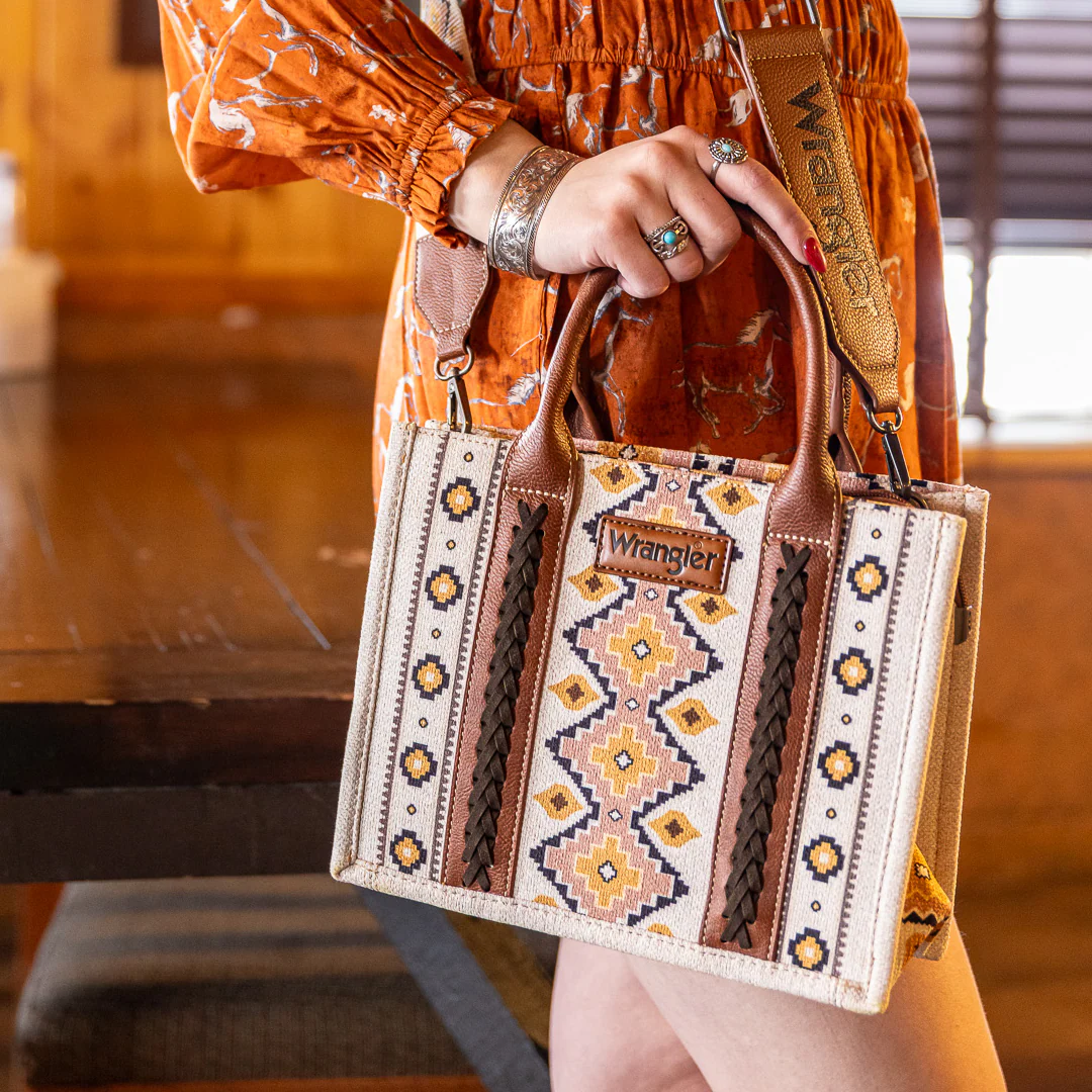 Montana West Wrangler Southwestern Print Small Canvas Tote/Crossbody with crossbody strapnd - Image 4