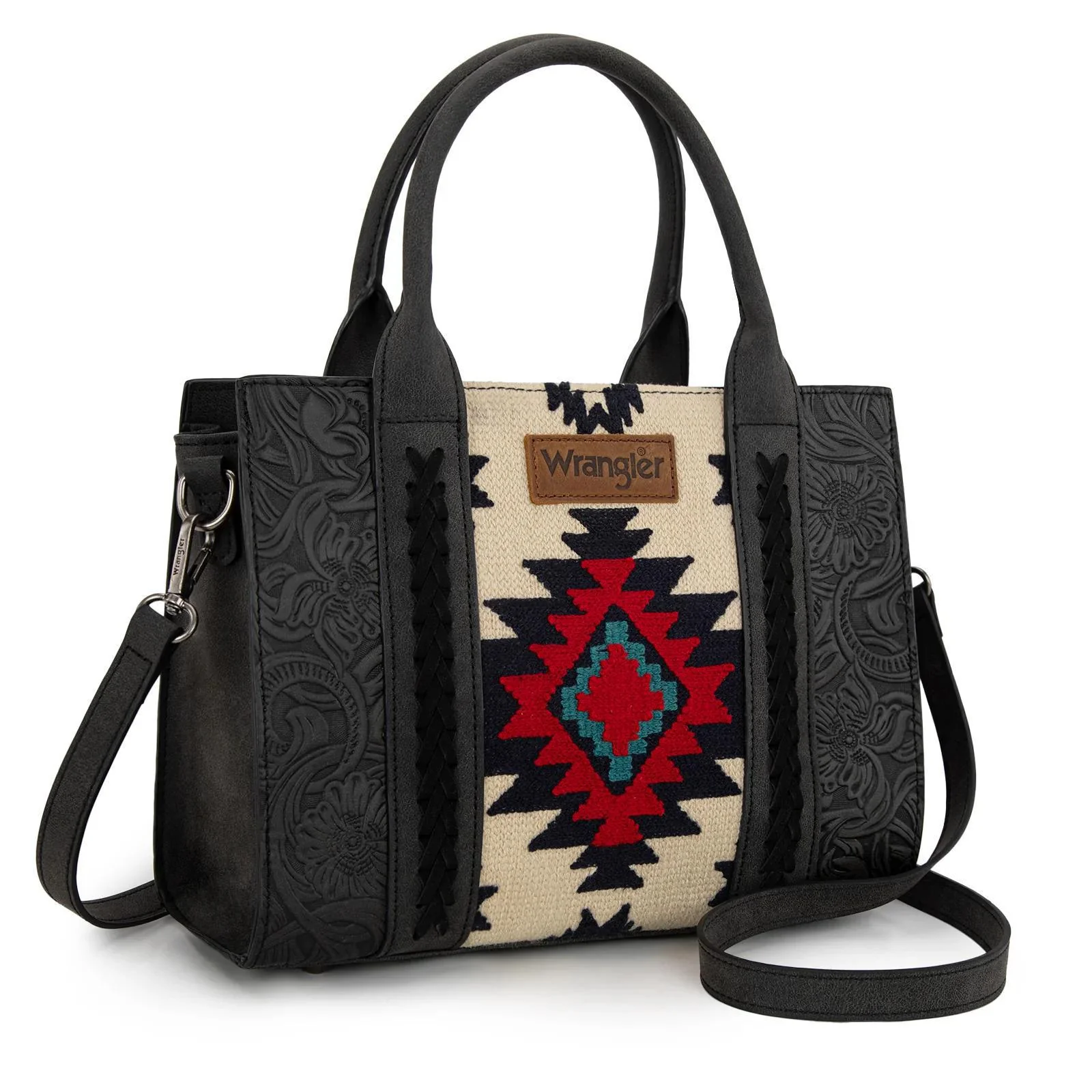 Montana West Wrangler Tooled Aztec Pattern Print Concealed Carry Tote/Crossbody - Image 6