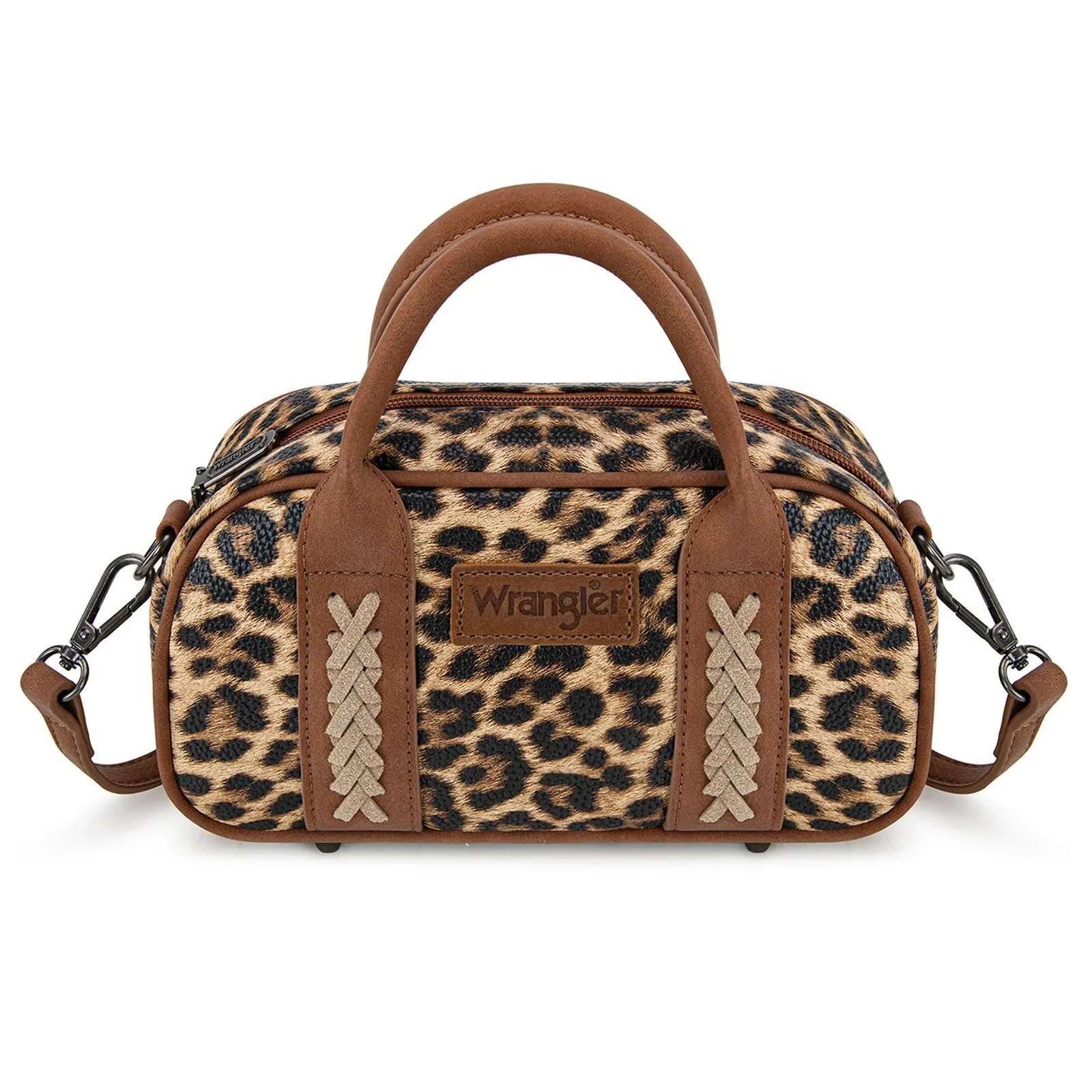 Montana West Wrangler Whipstitch Collection Mini Satchel/Crossbody Bag - Leopard