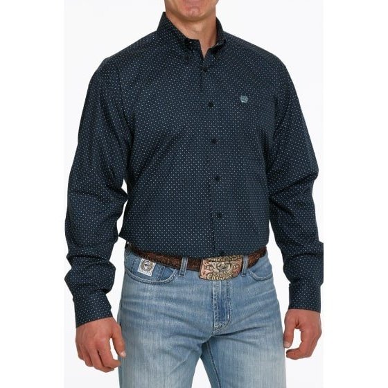 Cinch Men's Shirt Long Sleeve Geometric Print Button Down