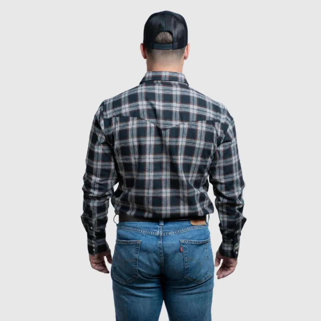 MWG Apparel Men's Flannel Plaid Western Long Sleeve Snap Shirt - Stone - Image 3