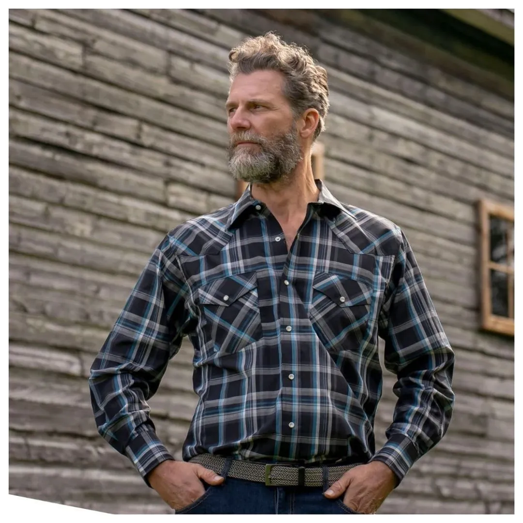 MWG Apparel Men's Snap Plaid Shirt - Black