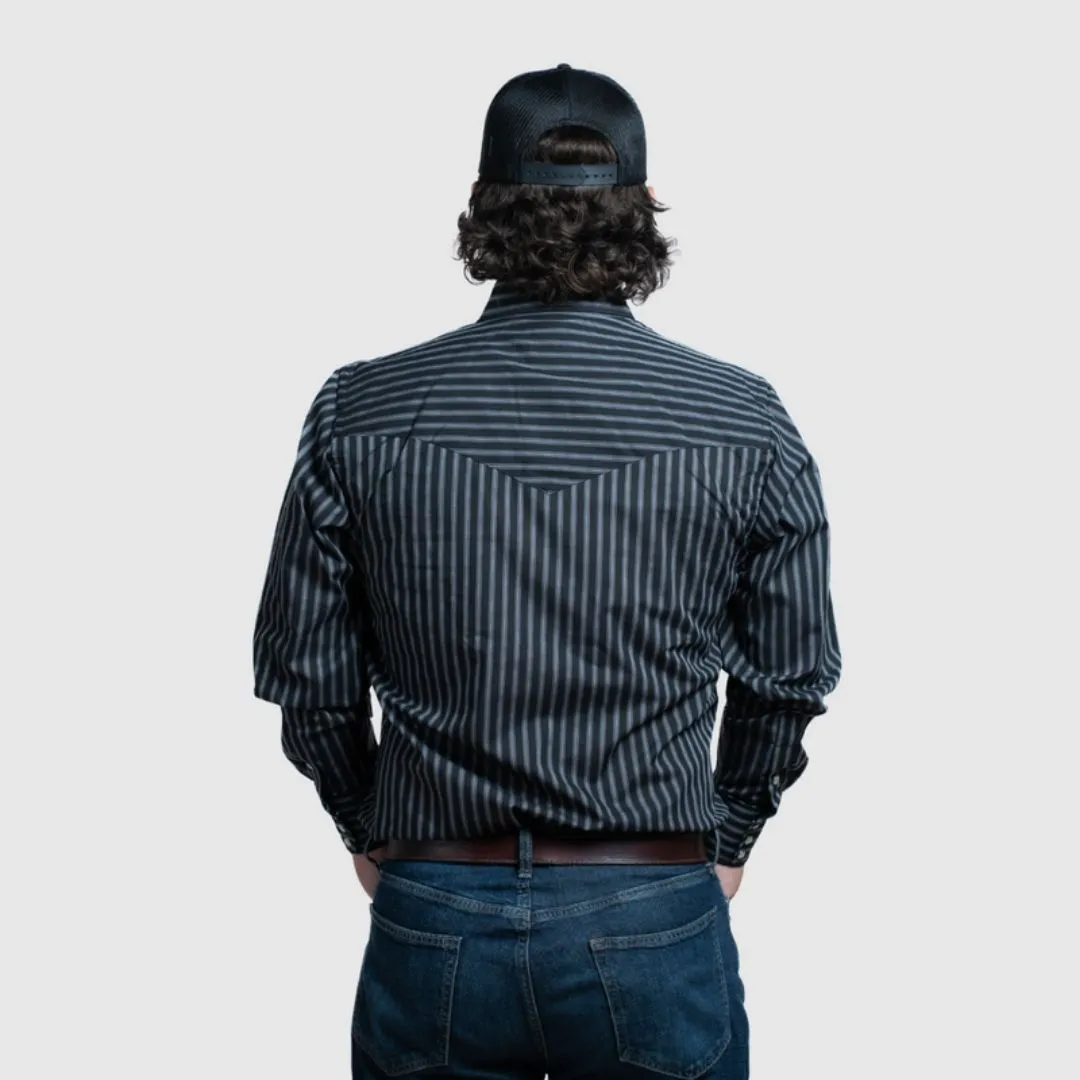 MWG Apparel Men's Western Stripe Shirt - (Charcoal) - Image 2
