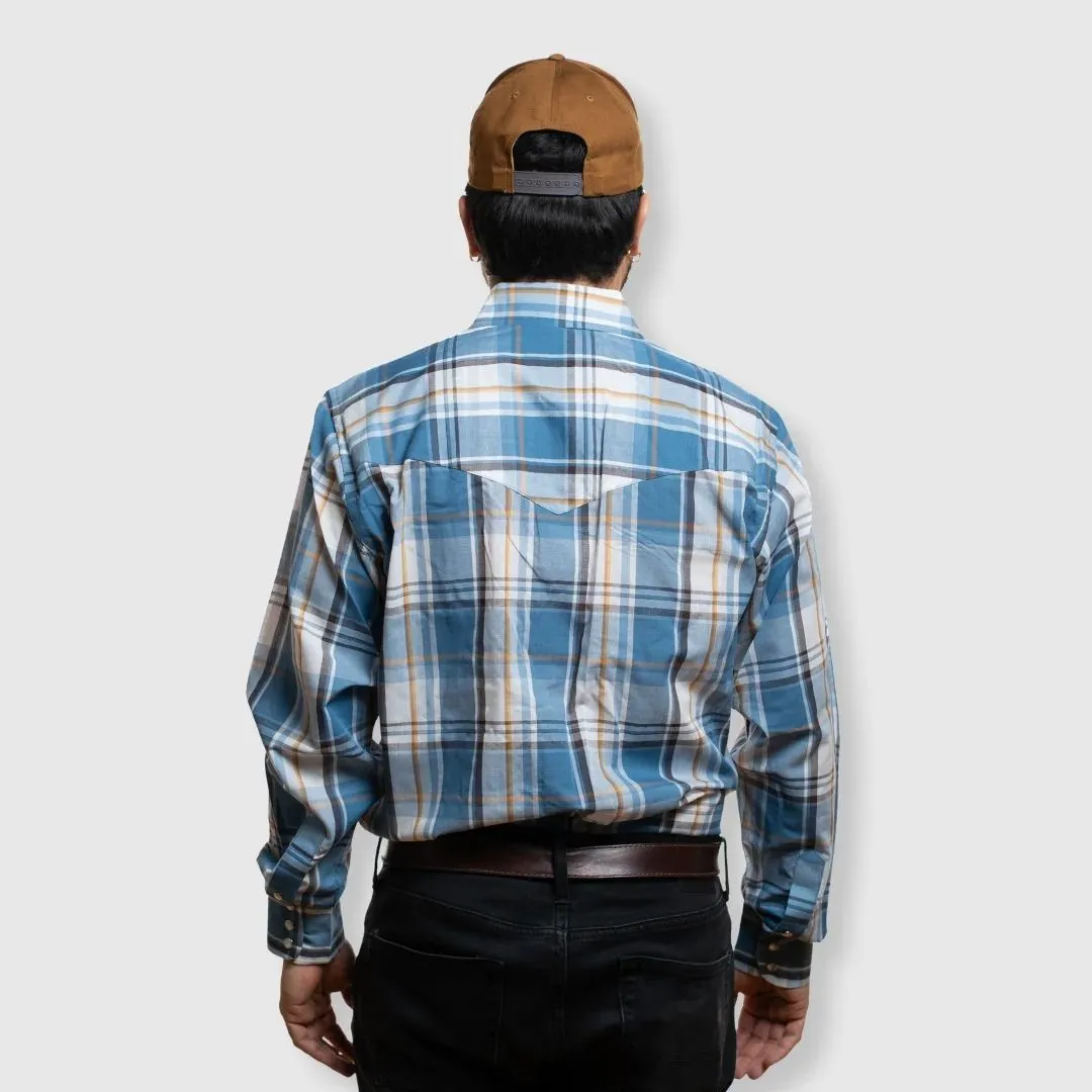 MWG Apparel Men's Snap Plaid Shirt - Teal - Image 2