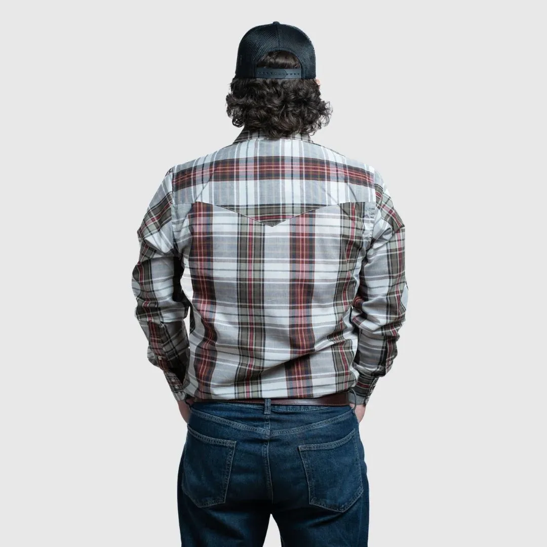 MWG Apparel Men's Snap Plaid Shirt - Beige - Image 2