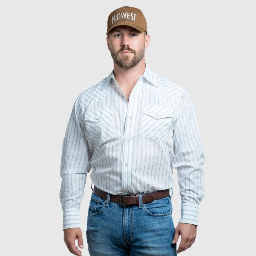 MWG Apparel Men's Western Stripe Shirt - White