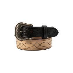 Nocona Boy's Belt 1 1/2"-1 1/4 Roughout Boot Stitch Black