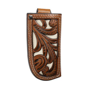 Nocona Knife Sheath Tooled With Ivory Inlay
