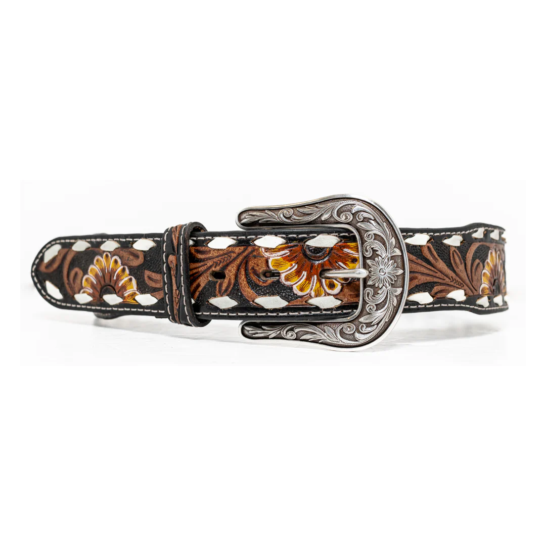 Nocona Women's Sunflower Buck Lacing Black Belt