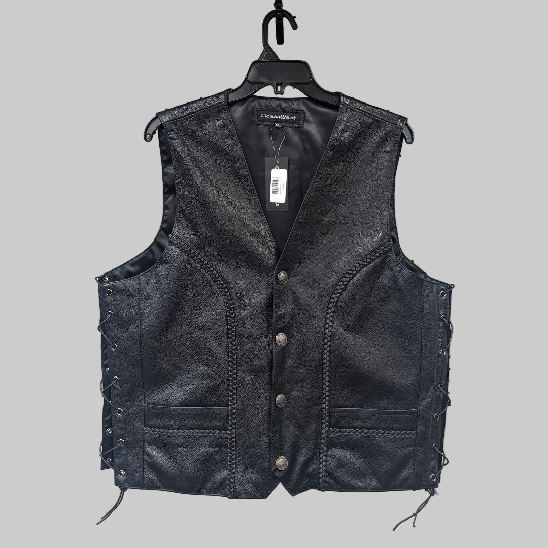 Ocean West Men's Leather Vest - Image 4