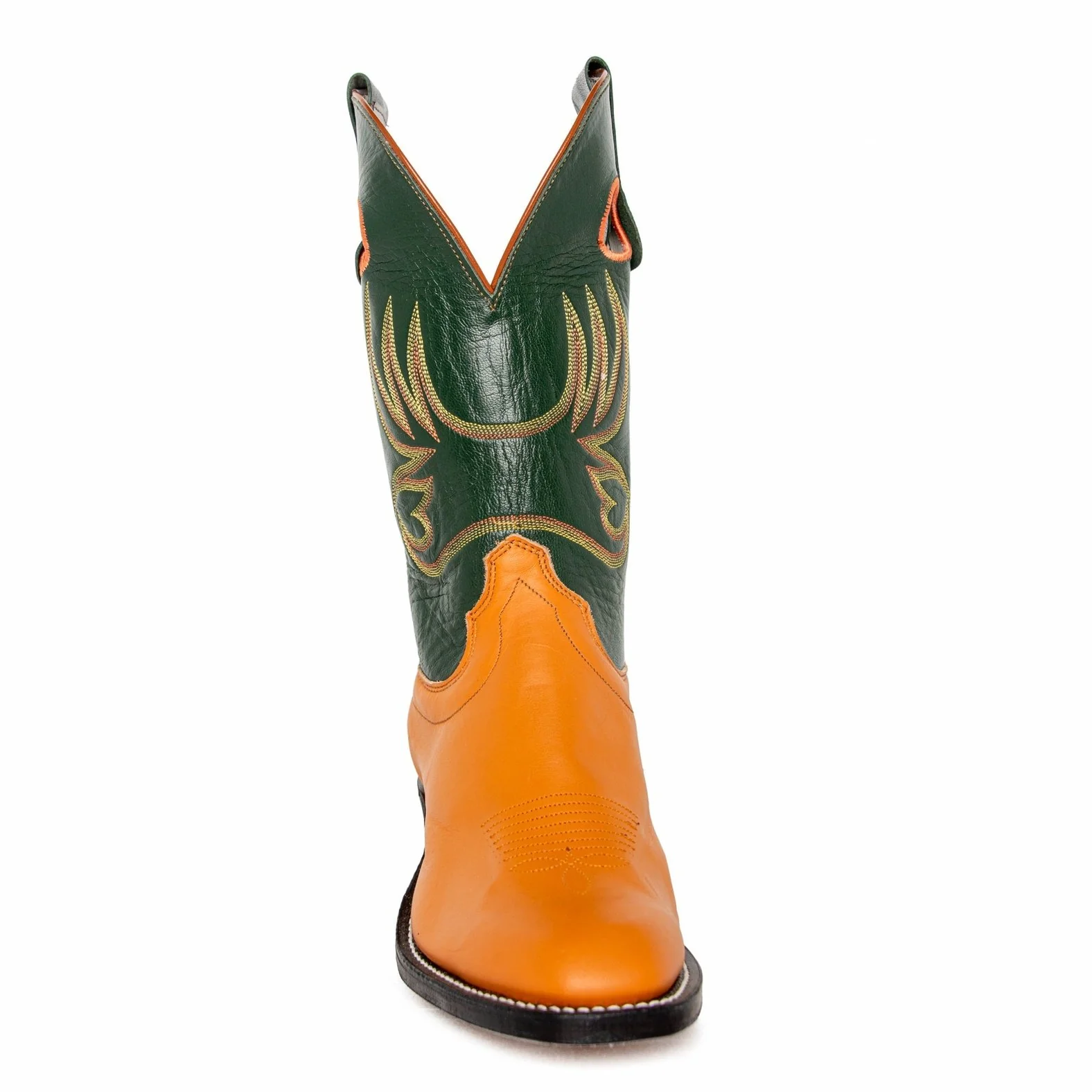 Olathe Men's Cowboy Boots 11" Rough Stock Riding Heel Tan/Dark Green - Image 4