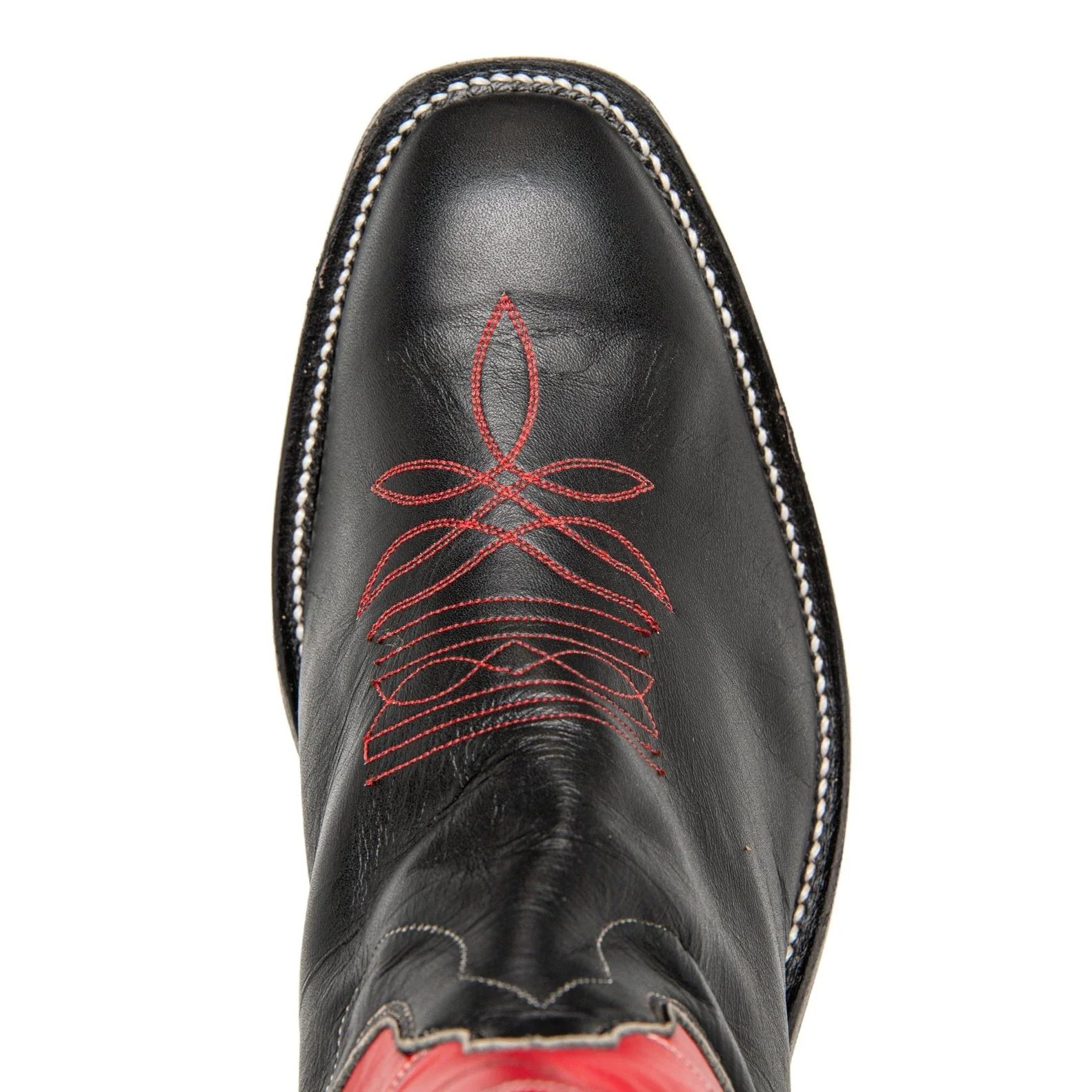 Olathe Men's Cowboy Boots 11" Rough Stock Riding Heel Black/Red - Image 3