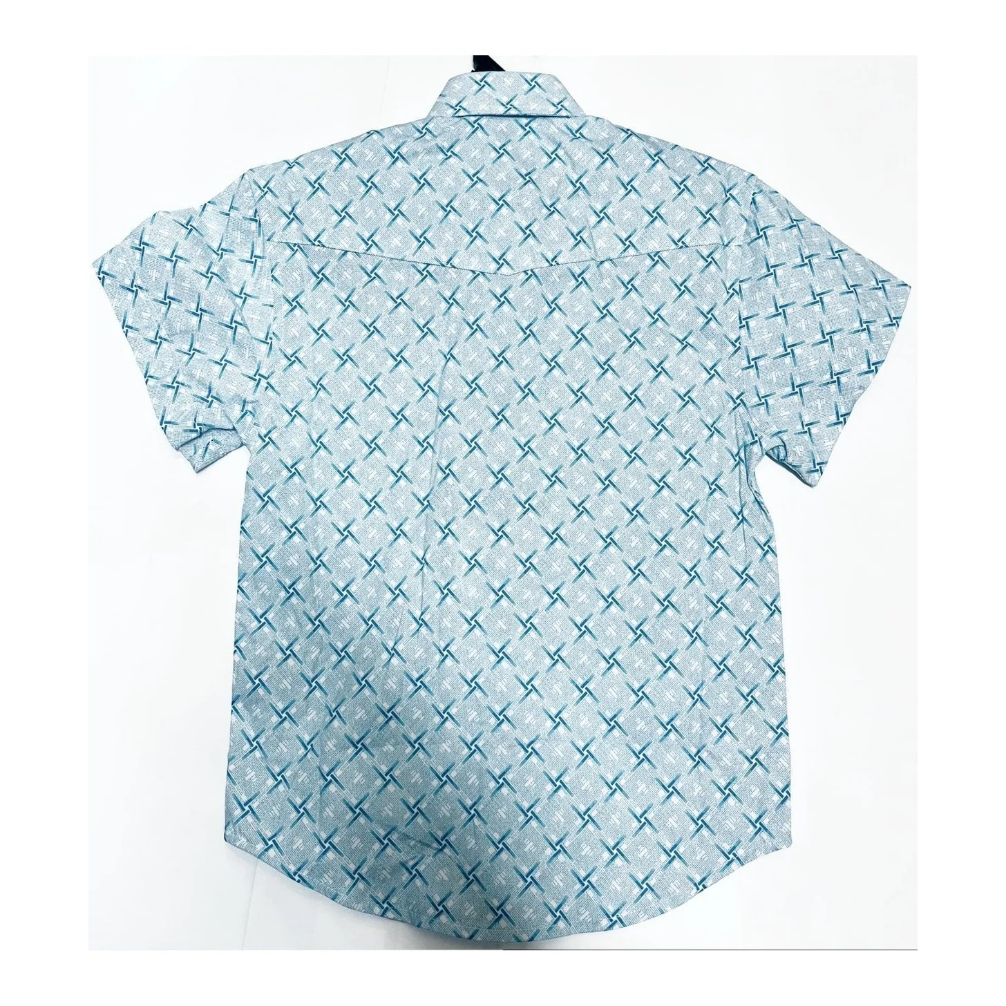 Panhandle Boy’s Shirt Turquoise Geo Print Western Snap Shirt - CLEARANCE