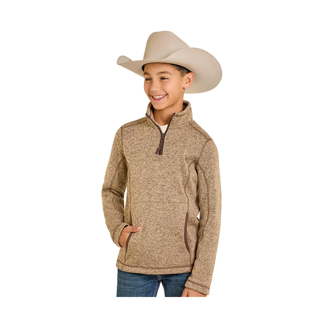 Panhandle Slim Boy's Melange Henley Pullover Tan