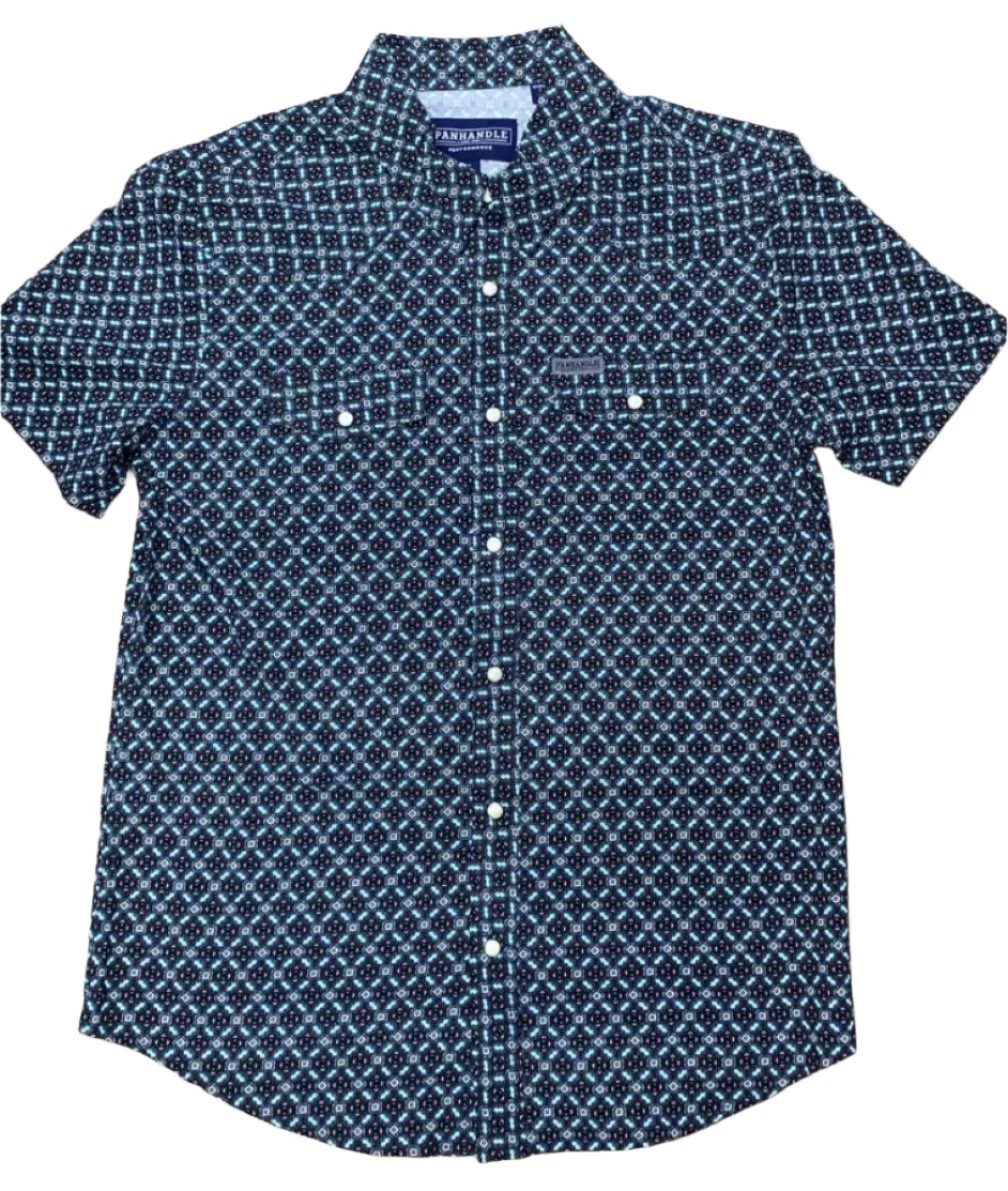 Panhandle Slim Men's Snap Turqoise/Brown Pattern