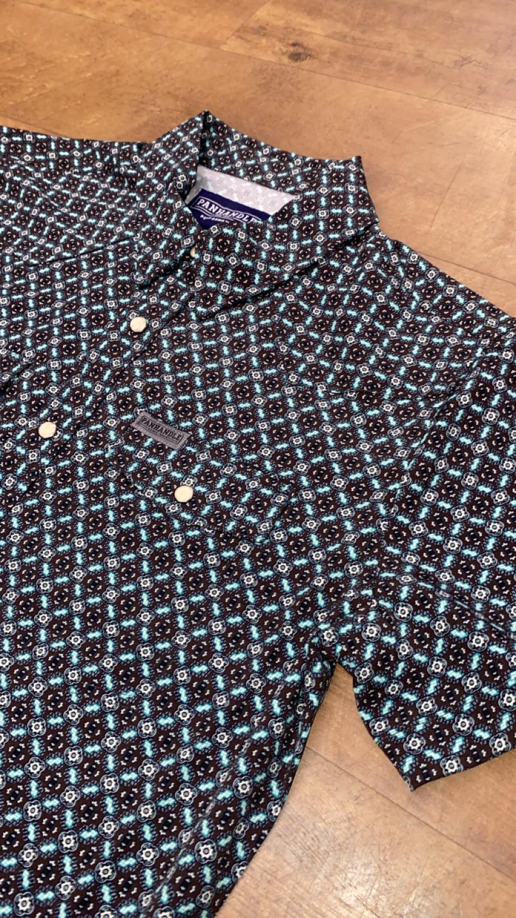 Panhandle Slim Men's Snap Turqoise/Brown Pattern - Image 2