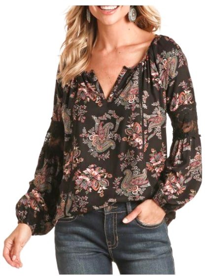 Panhandle Women's Poet Blouse Printed Long Sleeve - Image 4