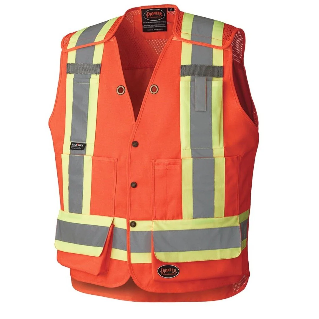 Pioneer Unisex Surveyor Vest Hi Vis Tear-Away Drop Shoulder
