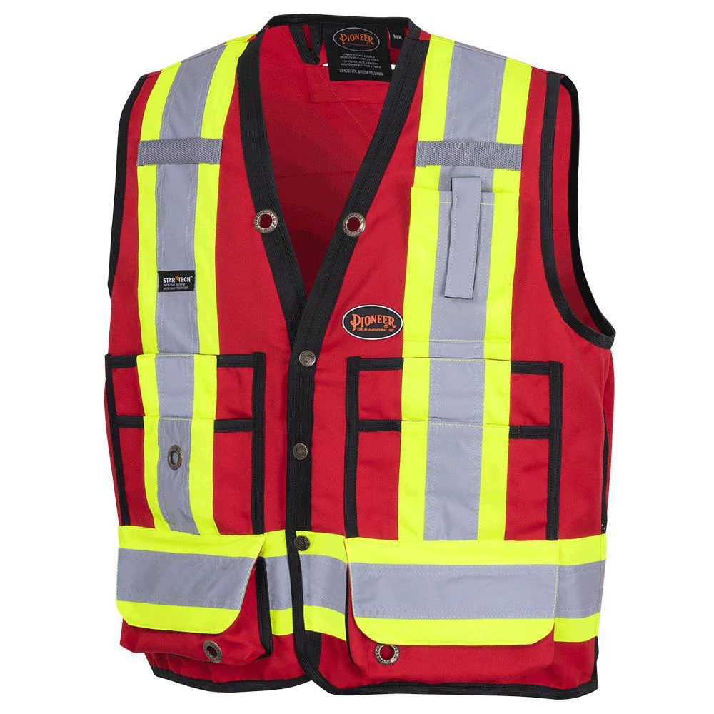 Pioneer Hi-Vis 150D Poly Twill Surveyor's Safety Vest With Snap Closure - Image 7